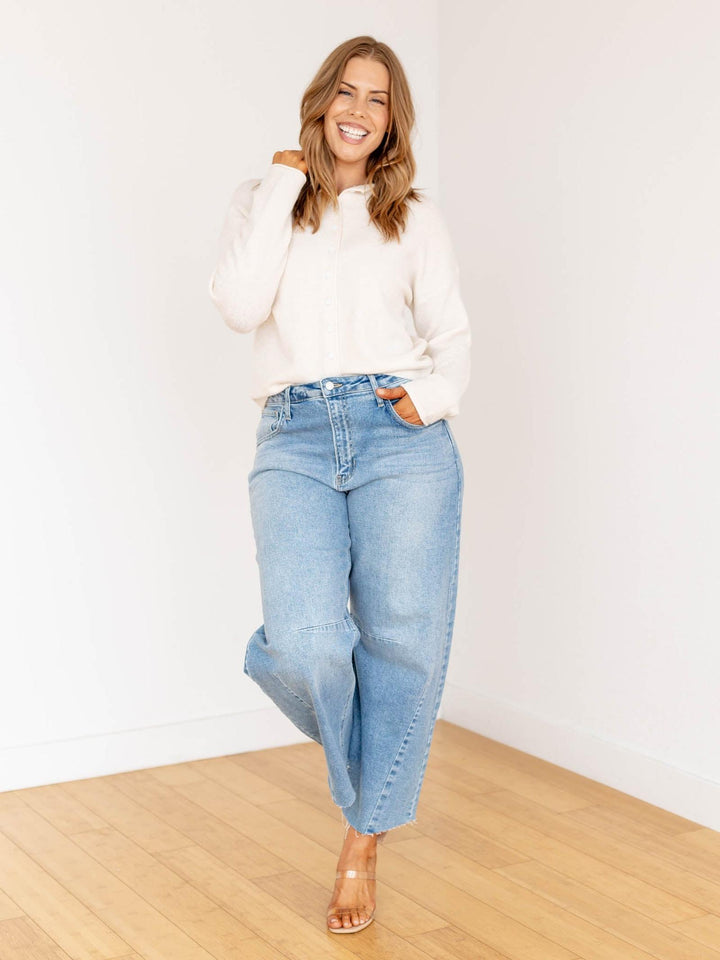 cream slouchy button front cardigan