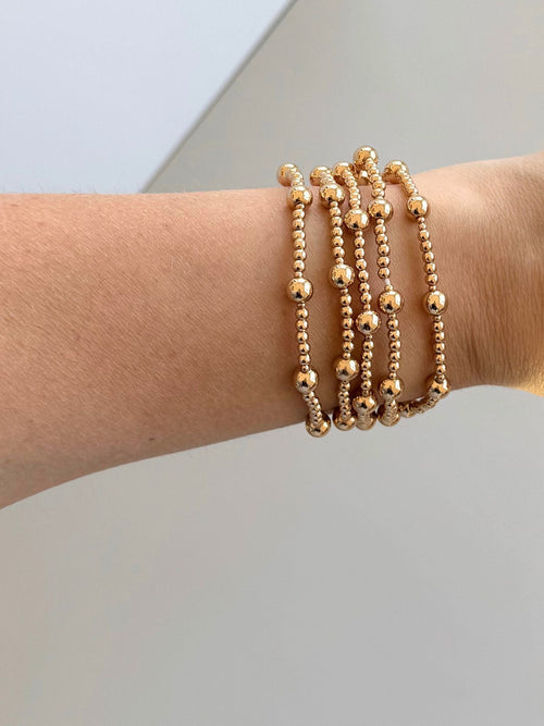 gold metal bead stretchy bracelet