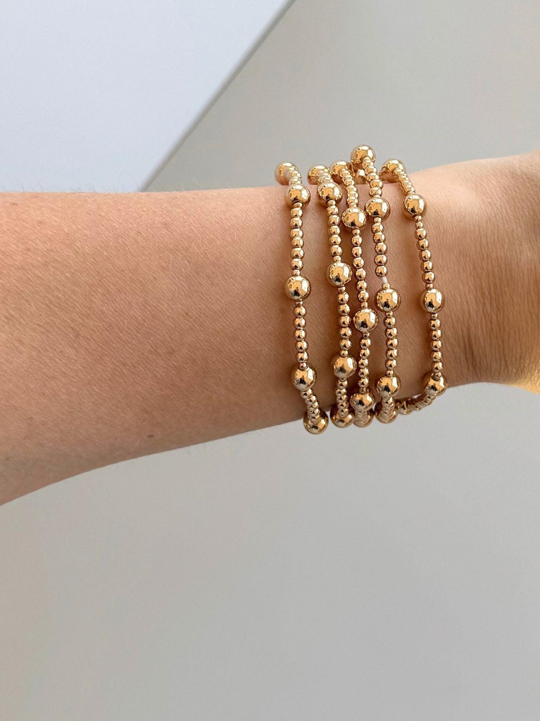 gold metal bead stretchy bracelet