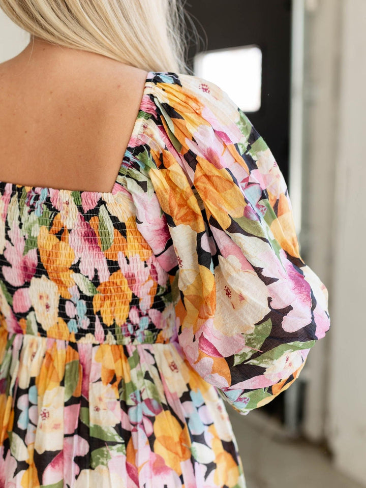 smocked floral dress