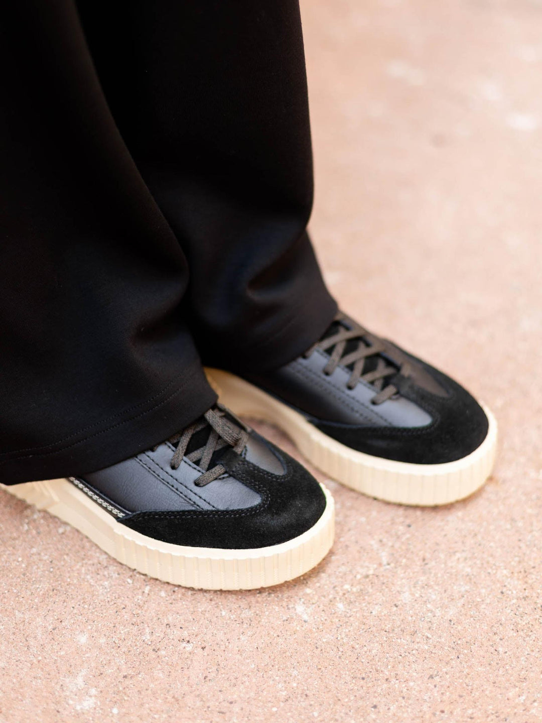 black and white platform sneaker