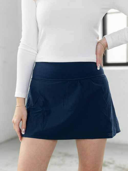 navy blue mini skort