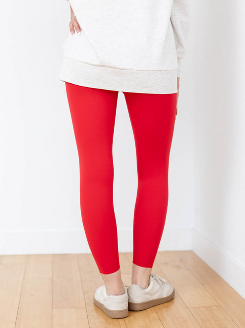 red spanx leggings