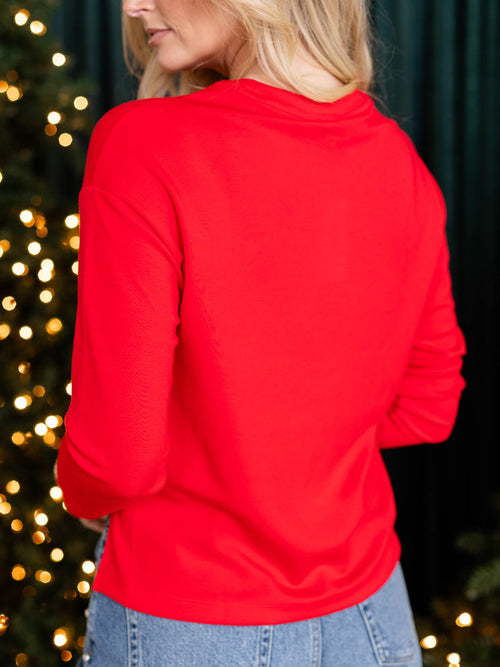 red super soft long sleeve top