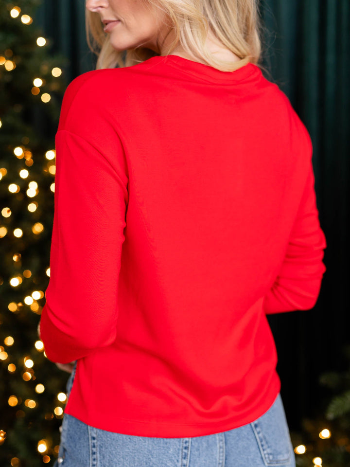 red super soft long sleeve top