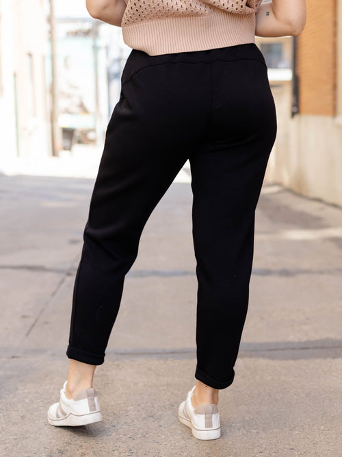 black slim tapered soft pants