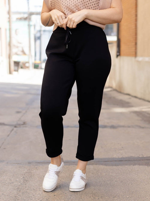 black slim tapered soft pants