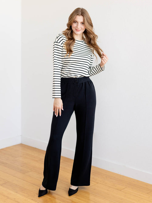 stripe soft long sleeve top