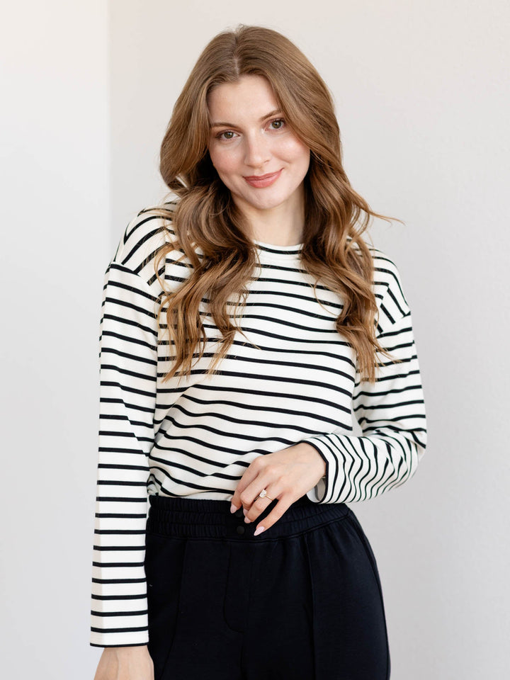 stripe soft long sleeve top