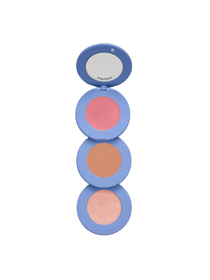 blush, bronzer, and highlighter trio