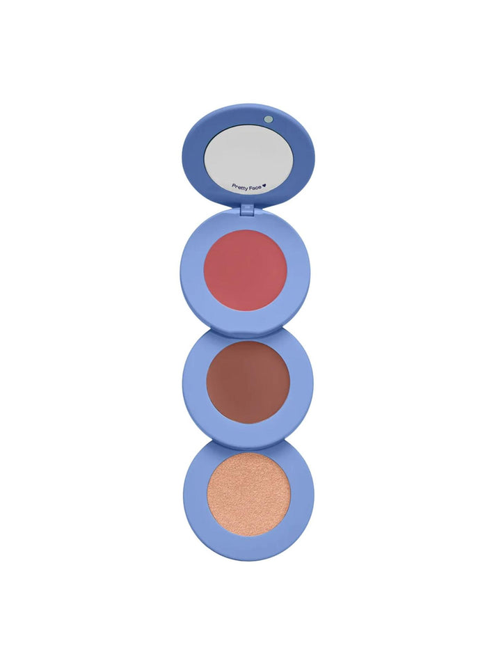 blush, bronzer, and highlighter trio