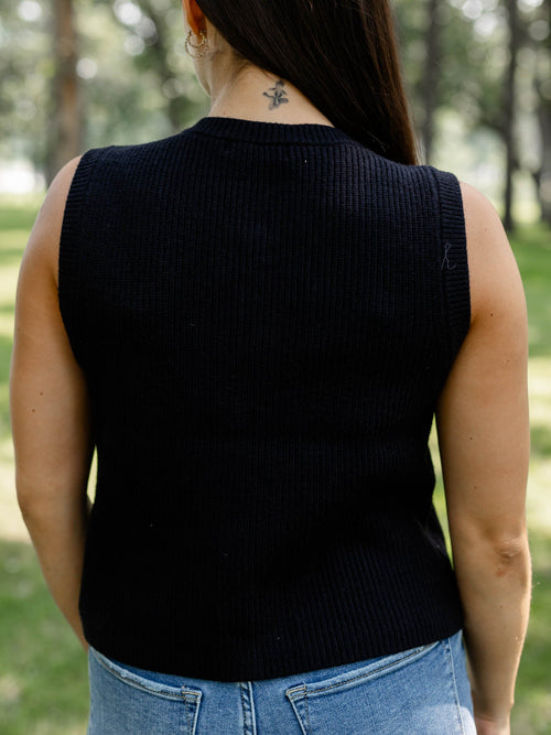 black gold button sweater vest