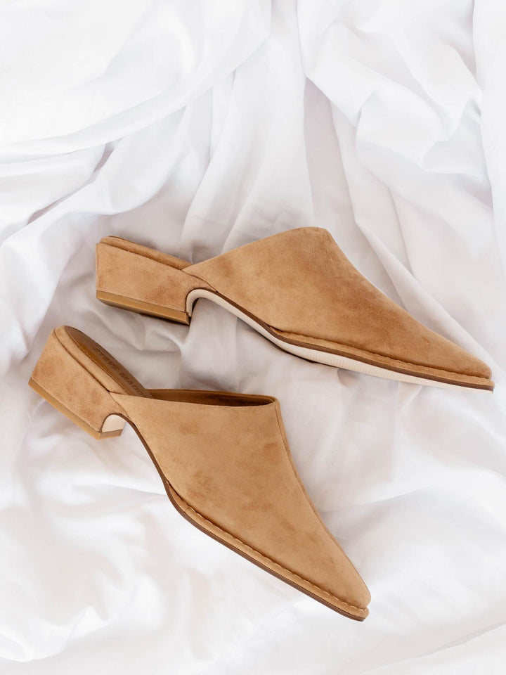 tan suede mule