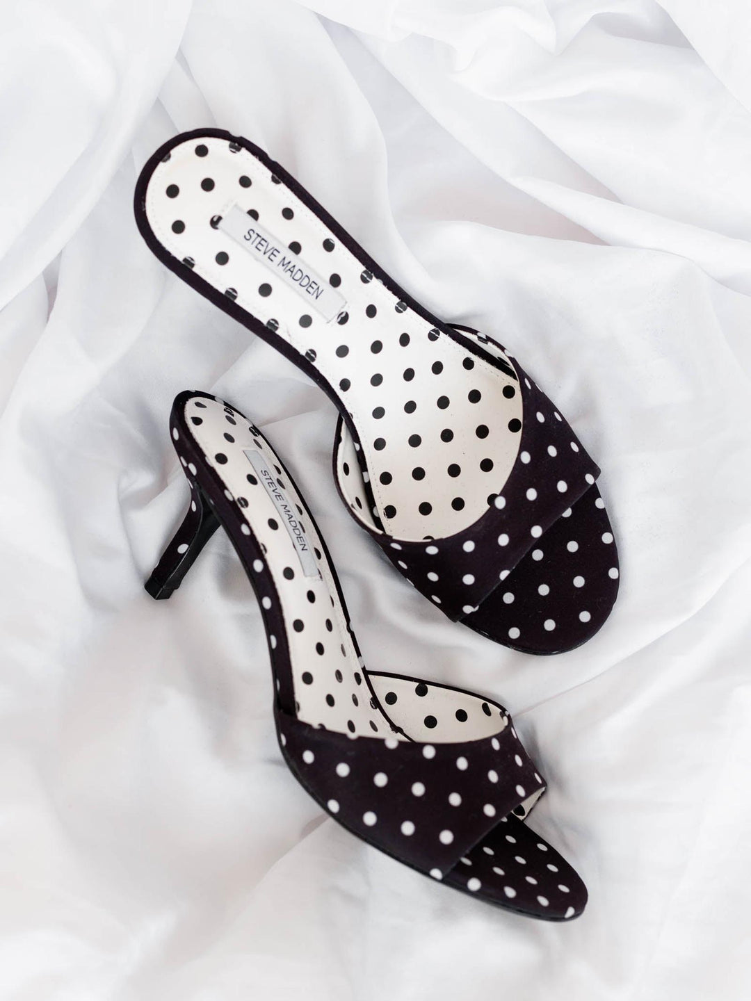 polka dot mule slide heels