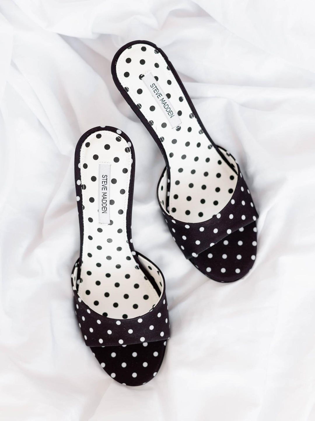 polka dot mule slide heels