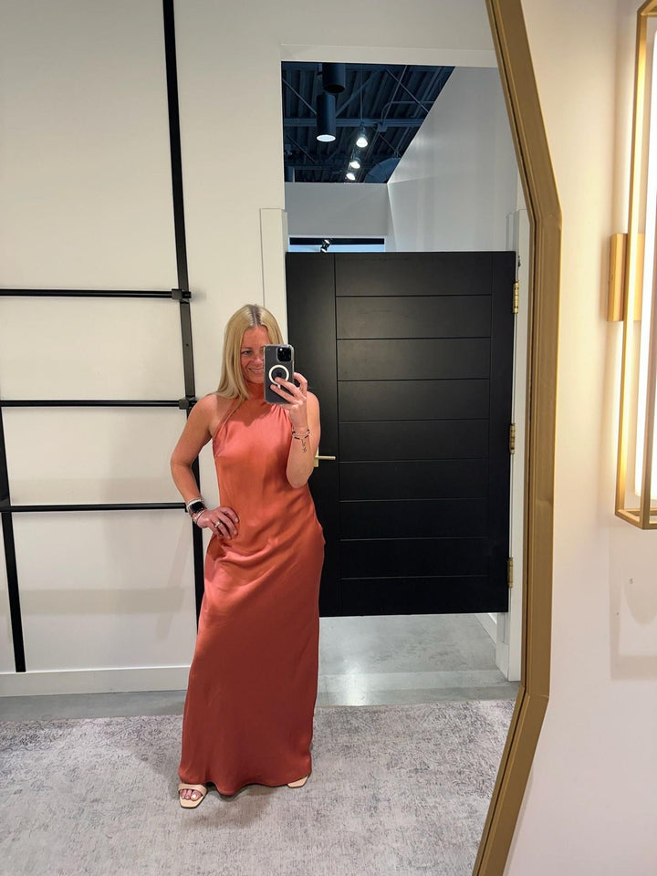 silky halter dress