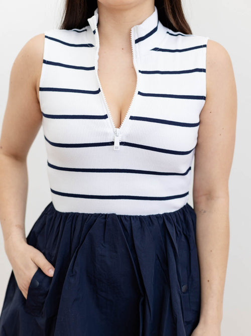 stripe contrast zip top dress