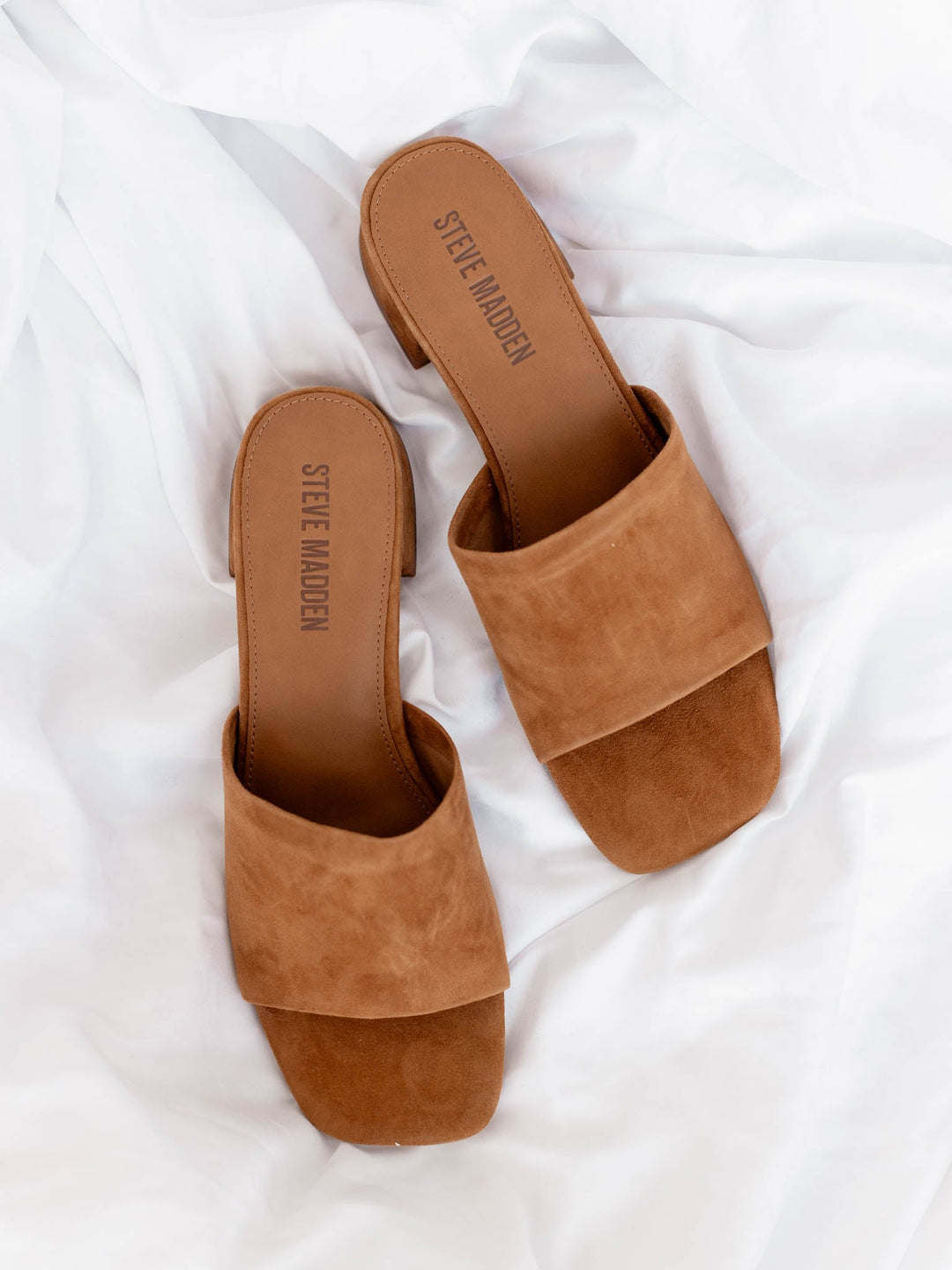 brown suede mules