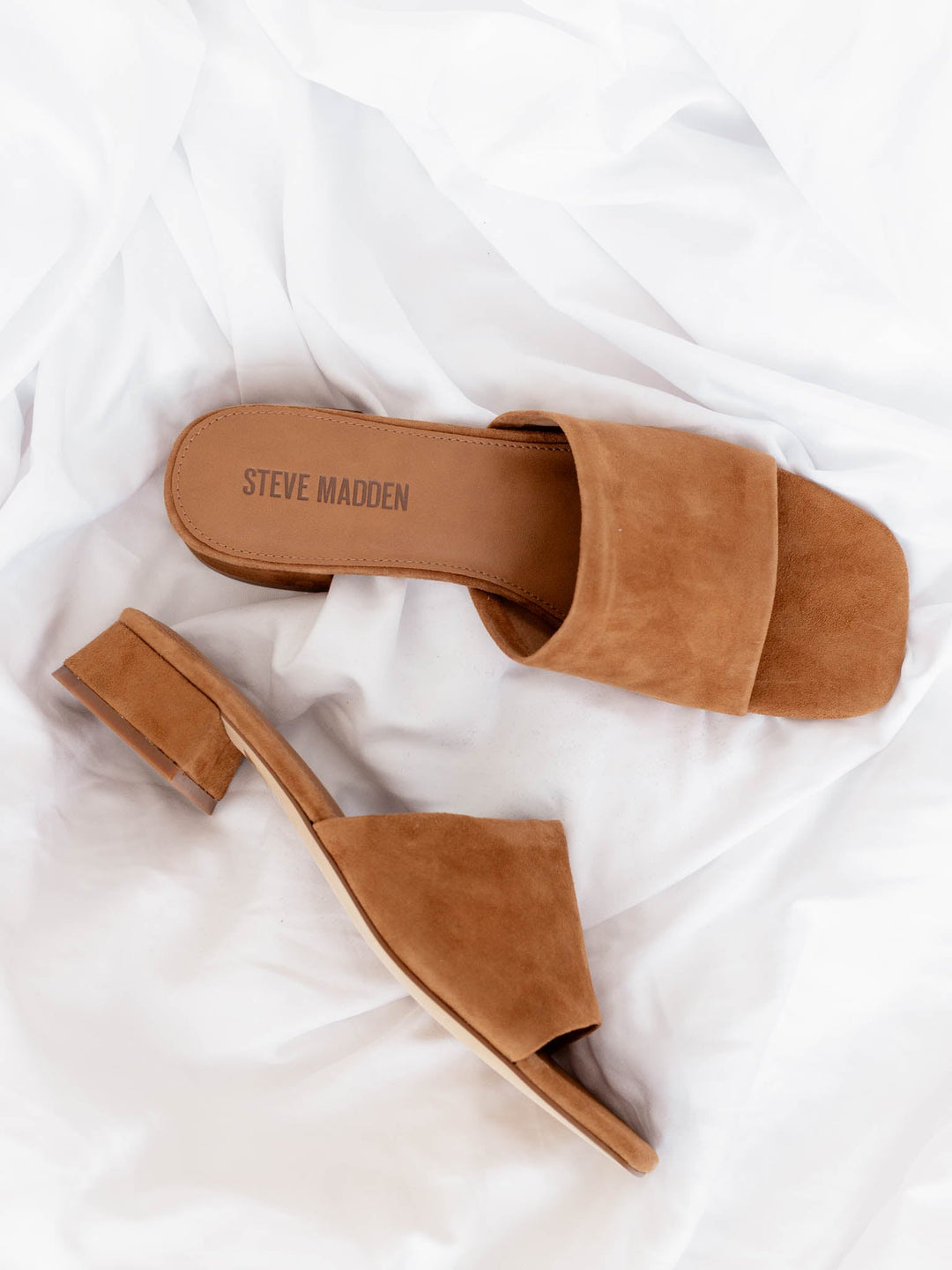 brown suede mules