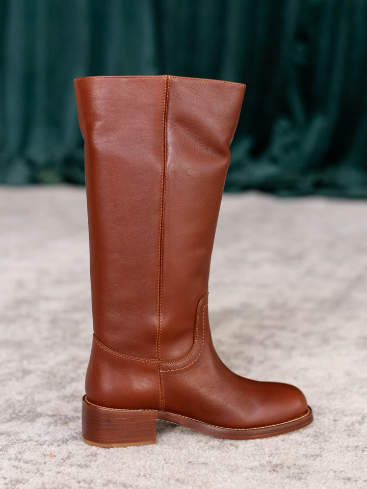 dark rusty leather tall boot