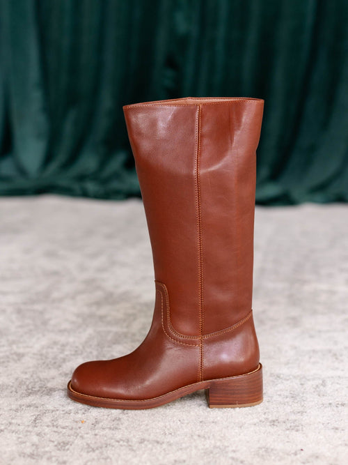 dark rusty leather tall boot