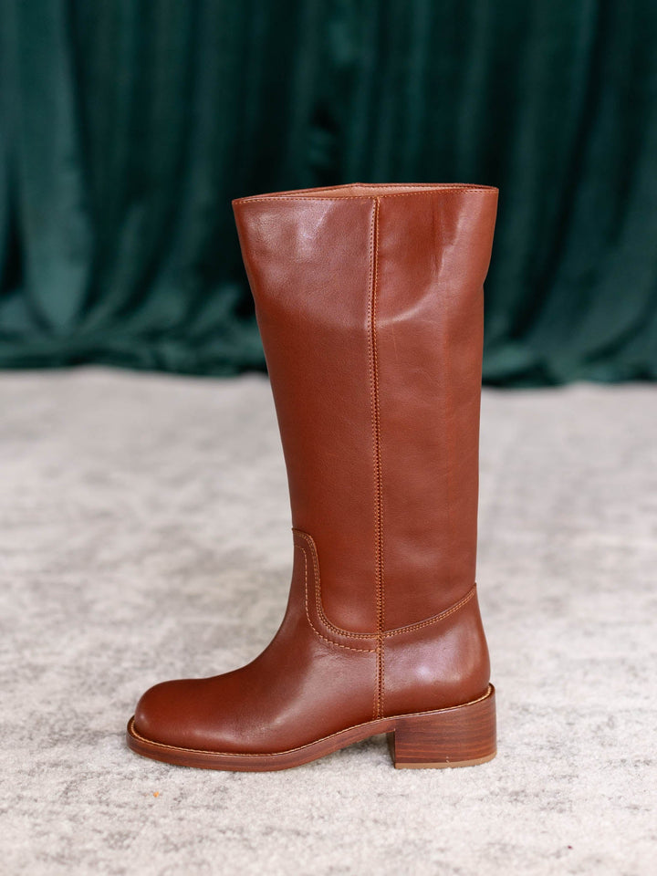 dark rusty leather tall boot