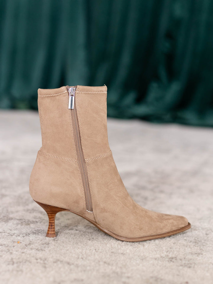 tan suede bootie
