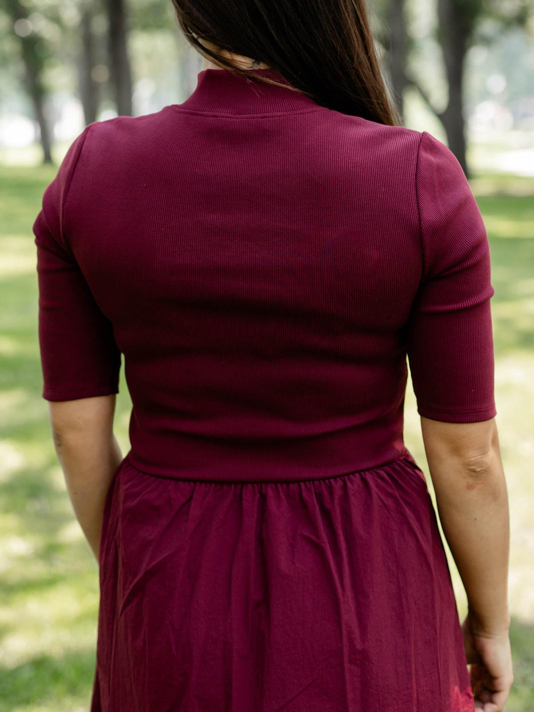 contrast half zip mini dress