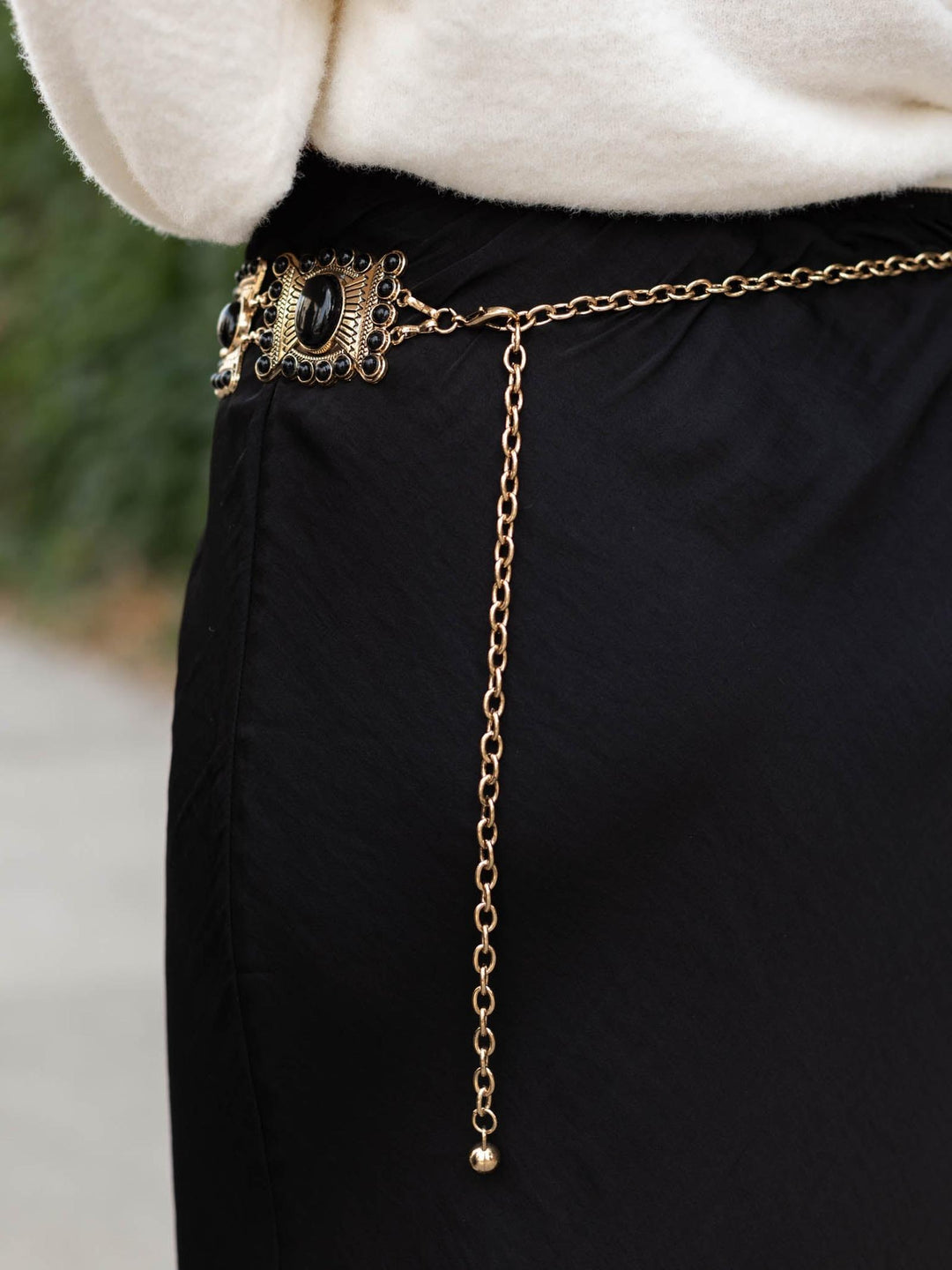 Stone Geometric Concho Chain Belt