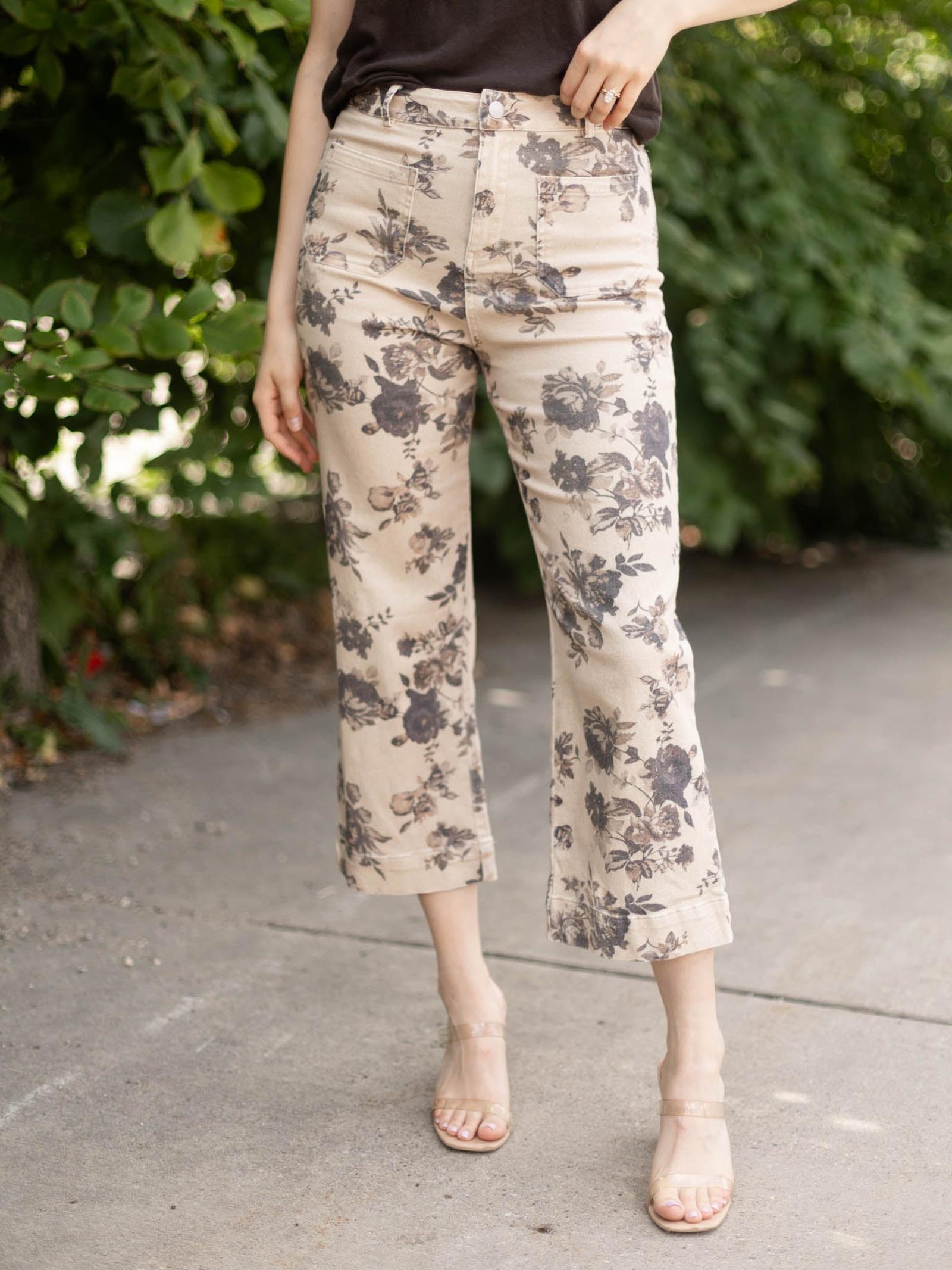 High Waist Cropped Printed Pants | Leela and Lavender