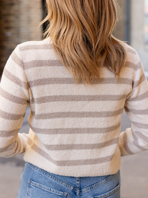 neutral two gone gold button cardigan sweater