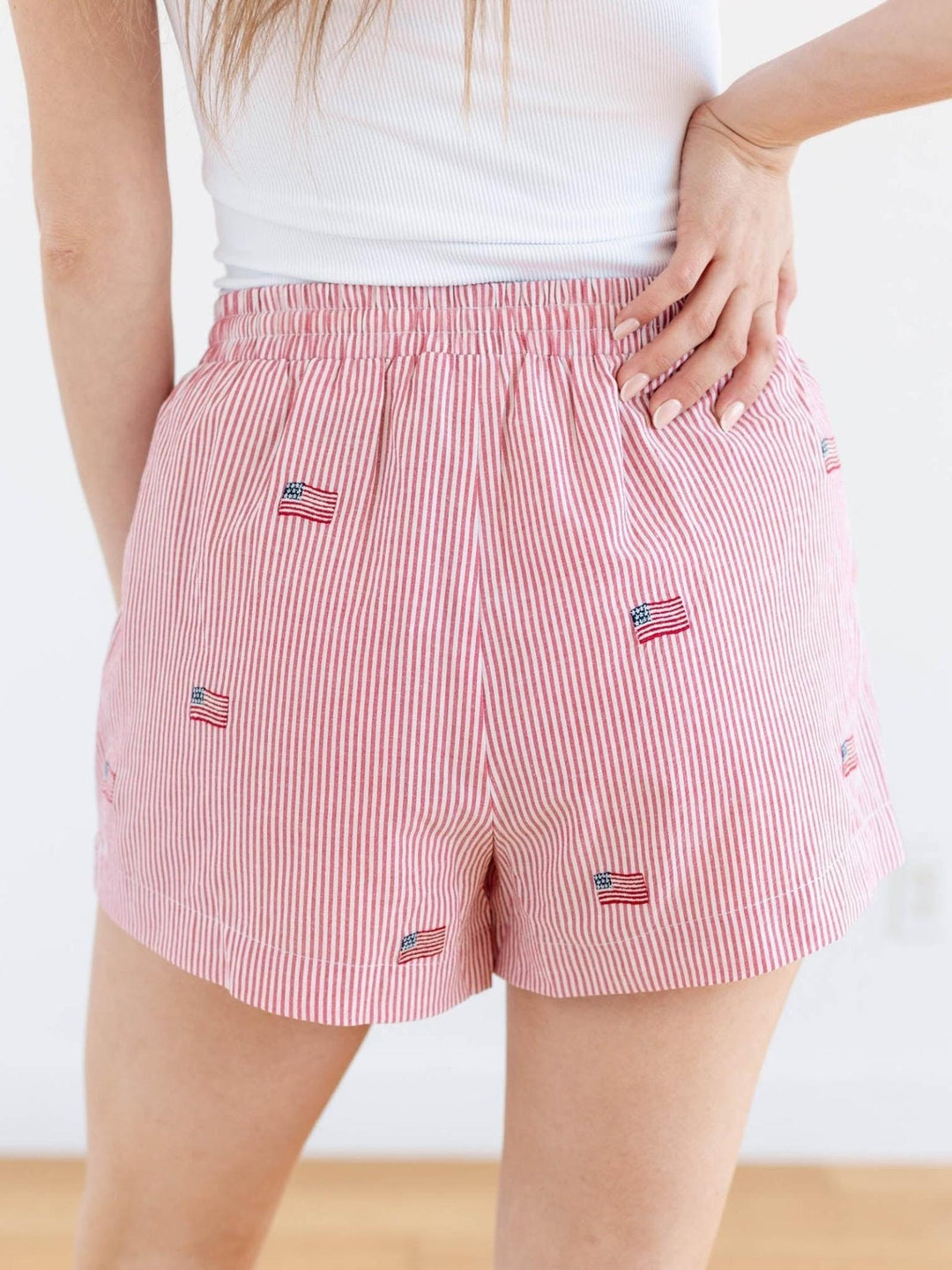 stripe americana shorts