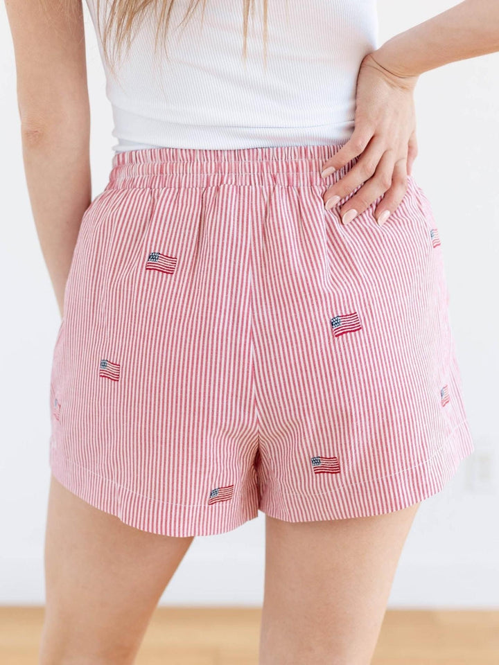 stripe americana shorts