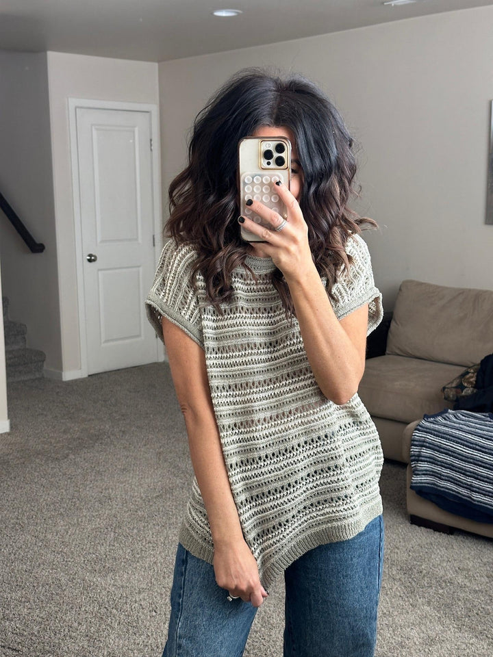 stripe short sleeve knit