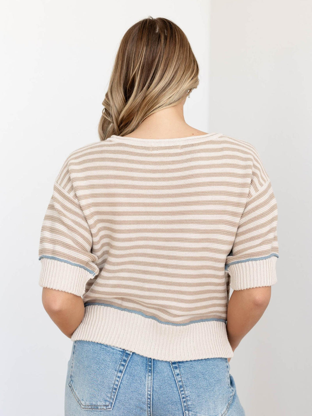 striped knit cropped sweater