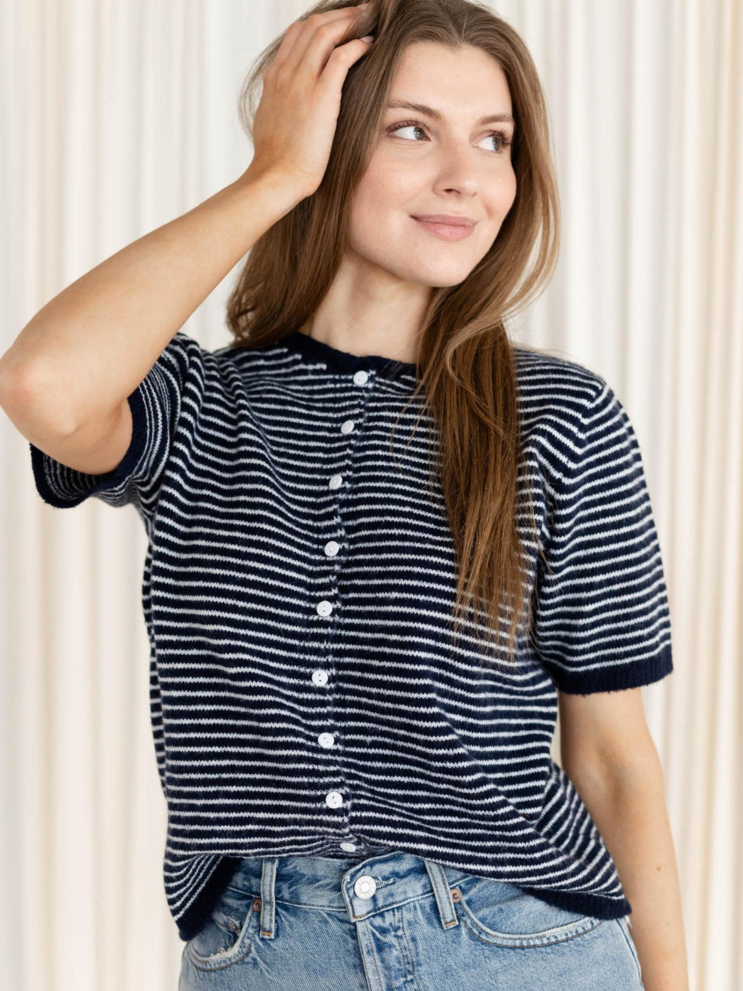 striped boxy cardigan