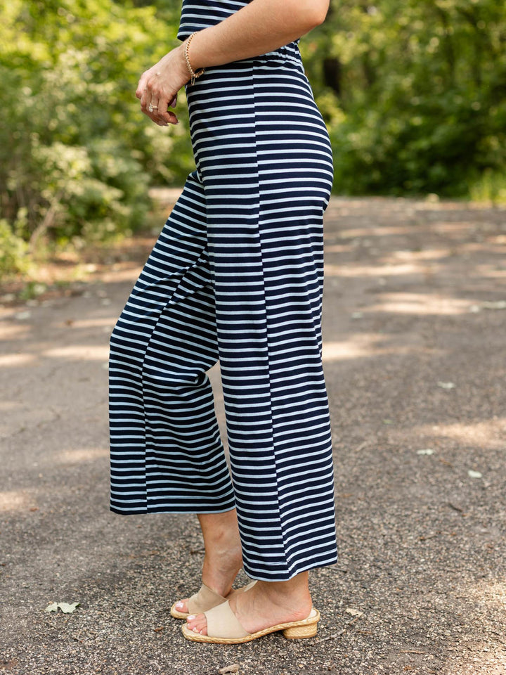 Stripe Strapless Top + Ankle Pant Set