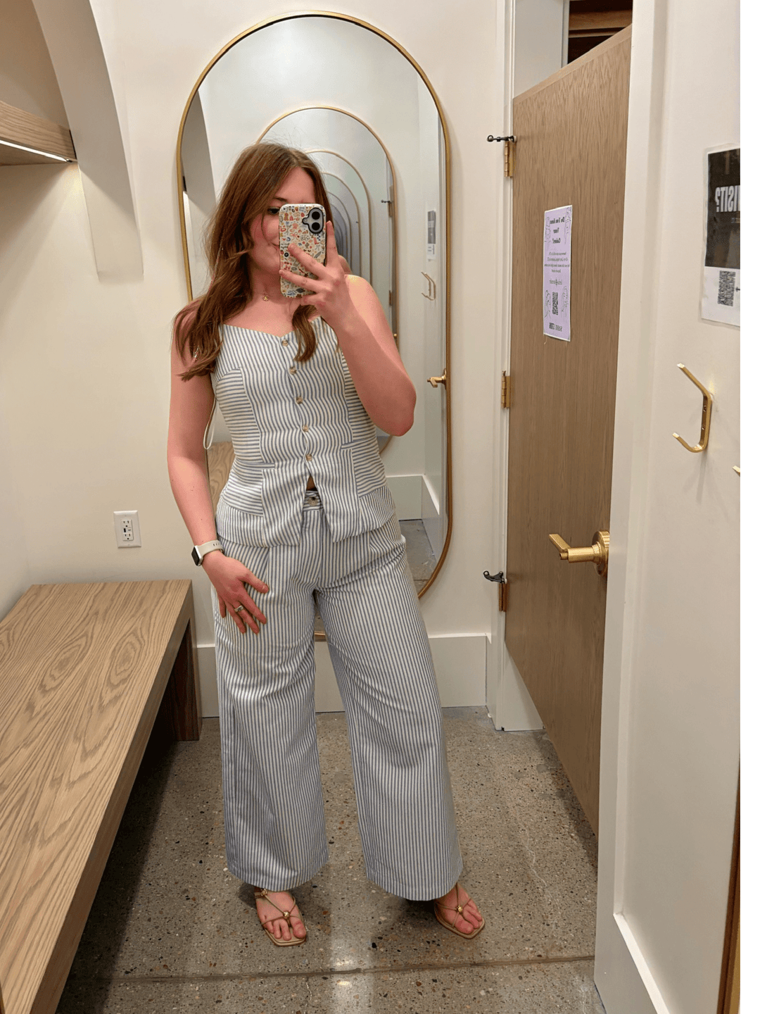Stripe Woven Cropped Pant