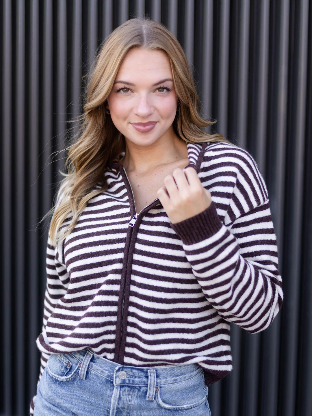 brown stripe sweater