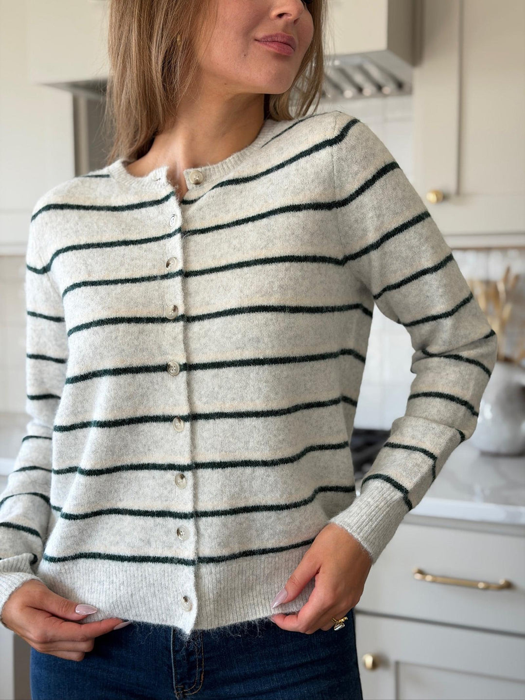 Striped Button Down Cardigan