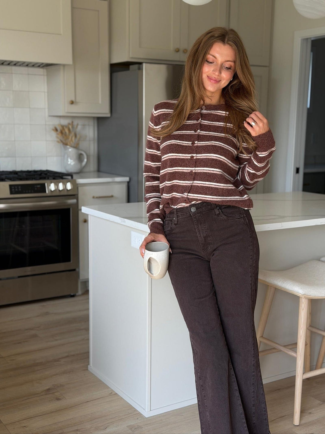 Striped Button Down Cardigan