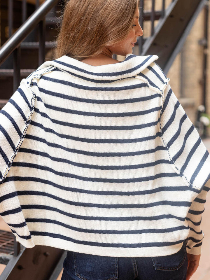 stripe collared cardigan