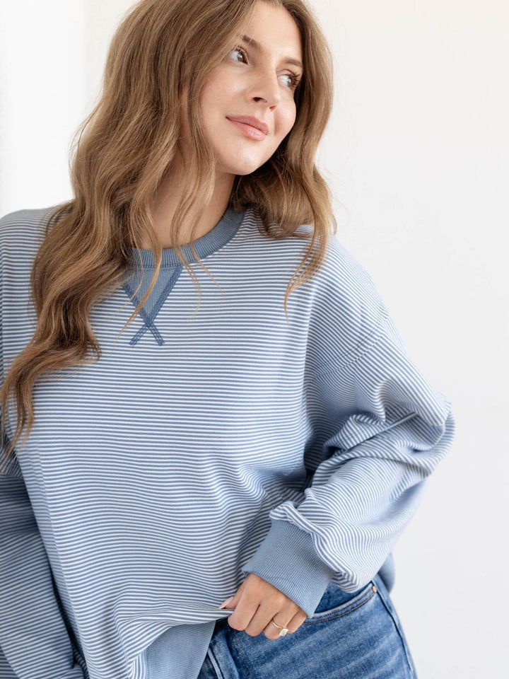 soft striped sweatshirt