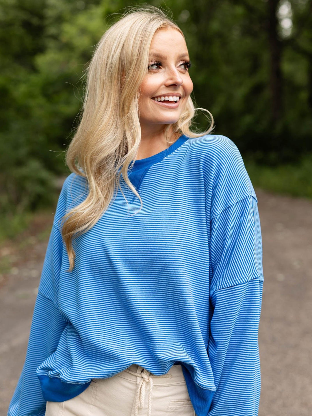 Striped Drop Shoulder Sweatshirt