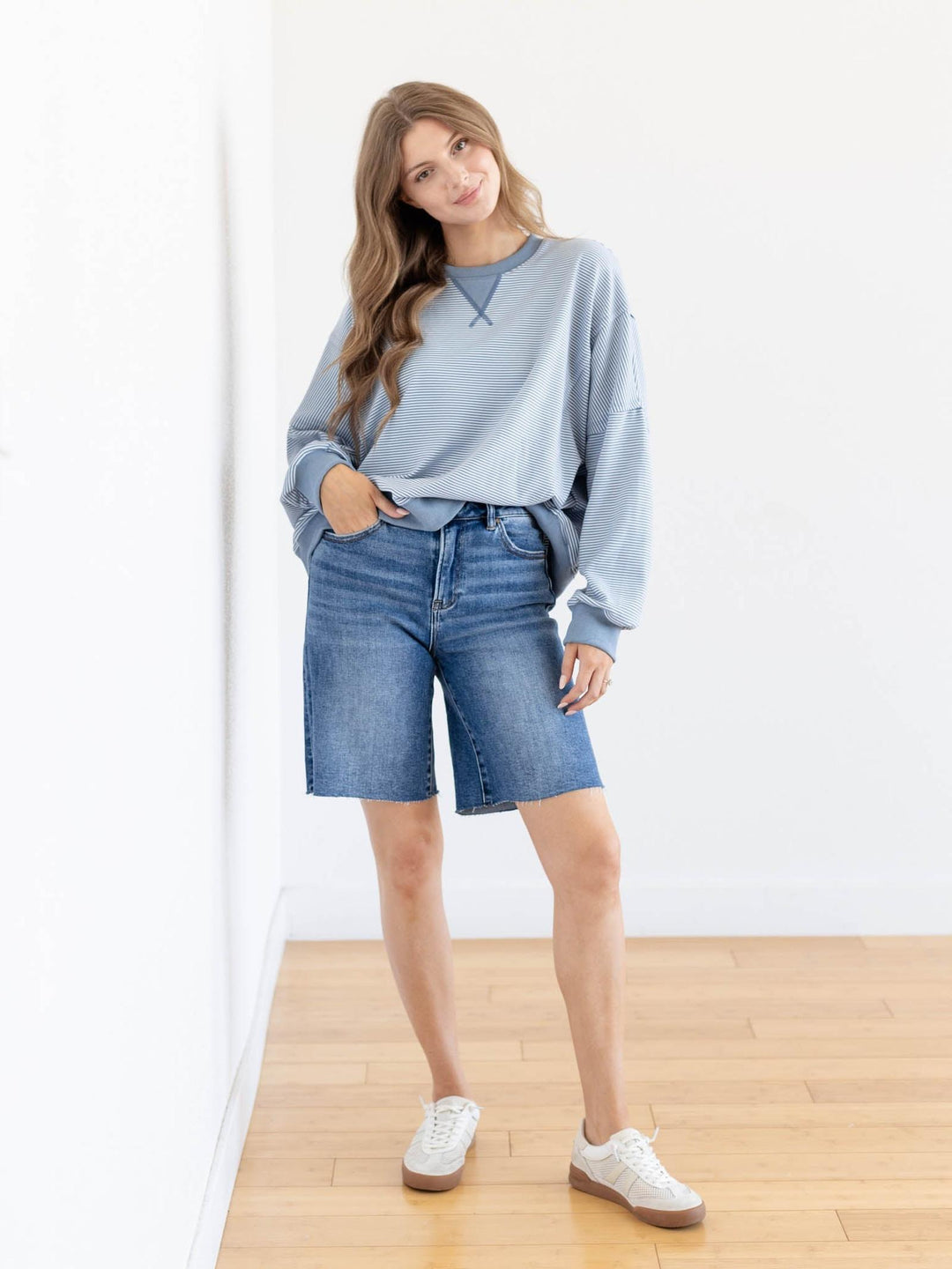 soft striped sweatshirt