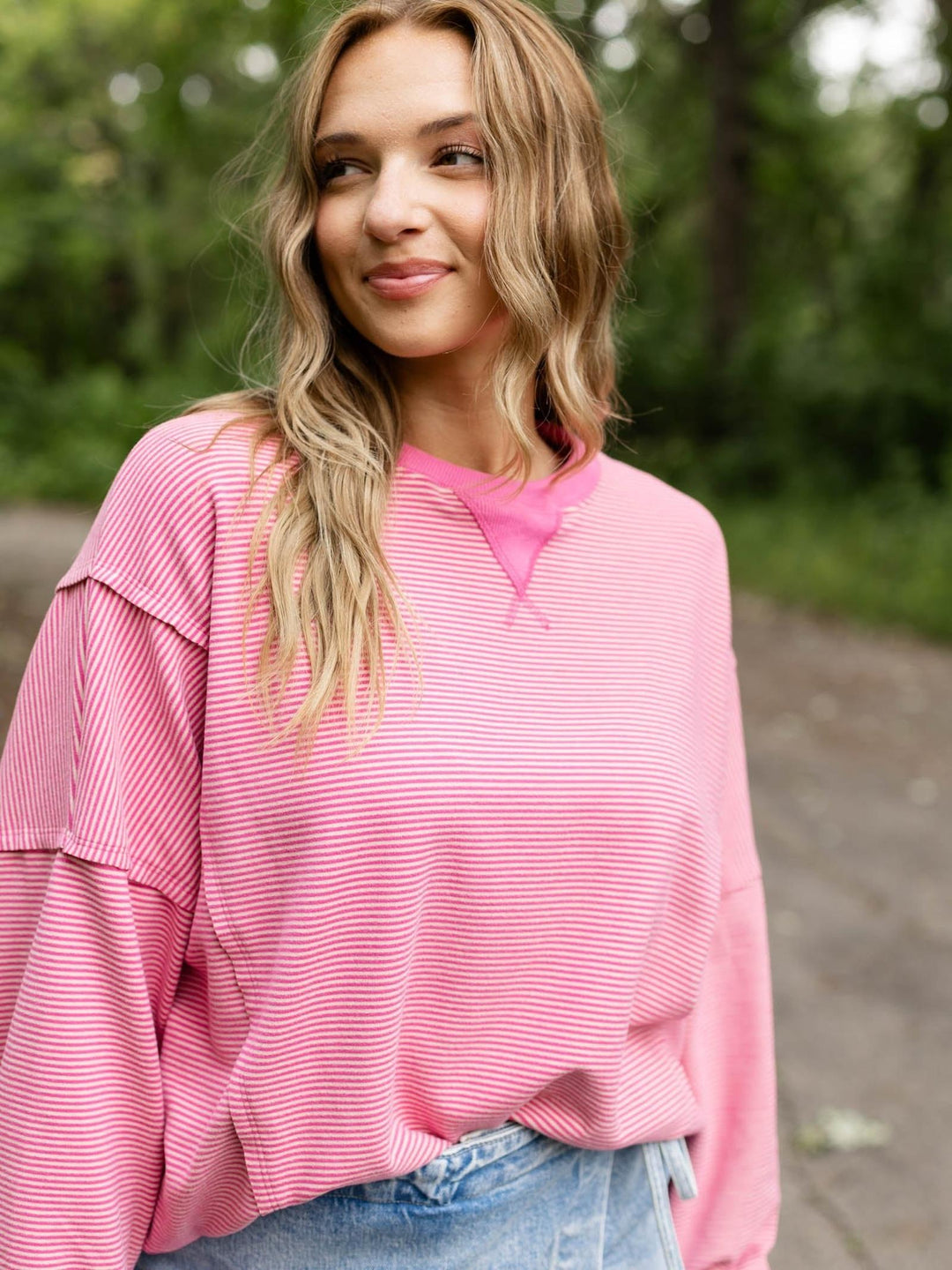 Striped Drop Shoulder Sweatshirt