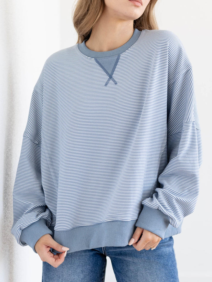 soft striped sweatshirt