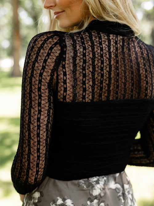 stripe lace black bodysuit