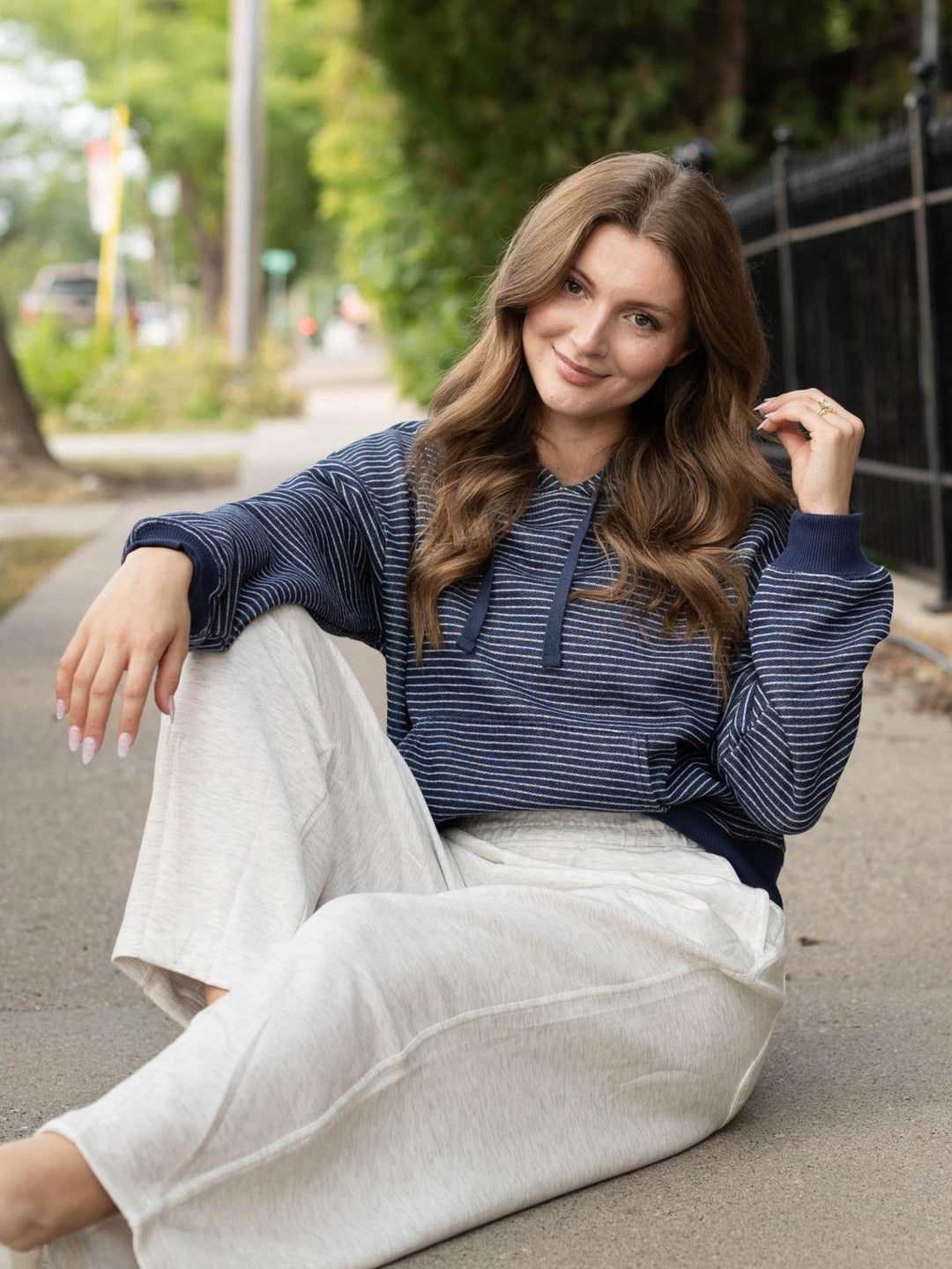 Striped French Terry Hoodie