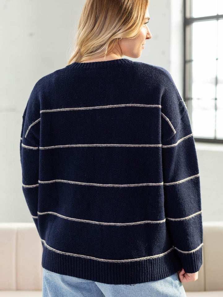 navy drop shoulder sweater